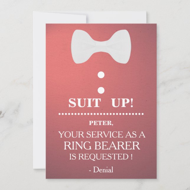Din tjänst som Ring Bearer-begäran Inbjudningar (Framsida)