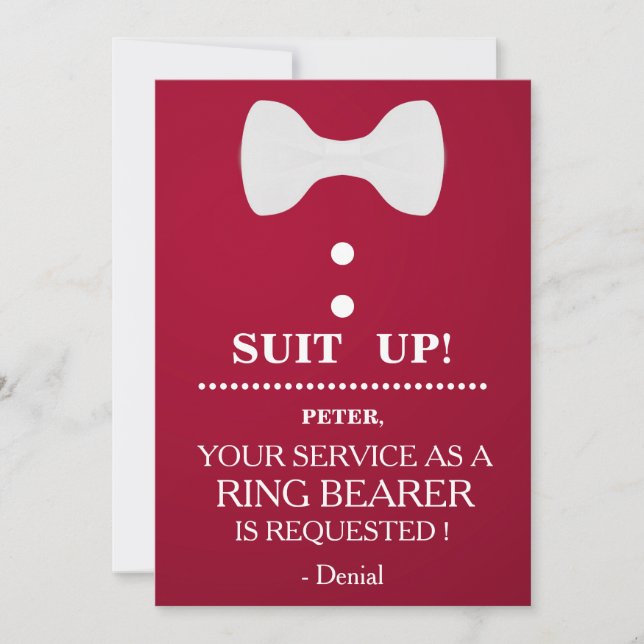 Din tjänst som Ring Bearer-begäran Inbjudningar (Framsida)