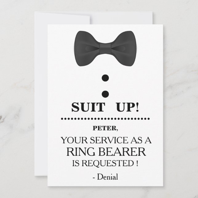 Din tjänst som Ring Bearer-begäran Inbjudningar (Framsida)