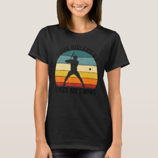 Din Tjej Gillar Min Swing Softboll För Män Vi T Shirt