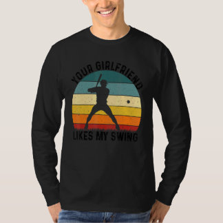 Din Tjej Gillar Min Swing Softboll För Män Vi T Shirt