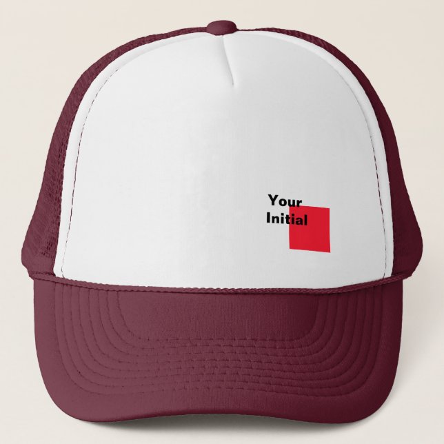 Din ursprungliga monogram vita + vinröd keps (Framsida)