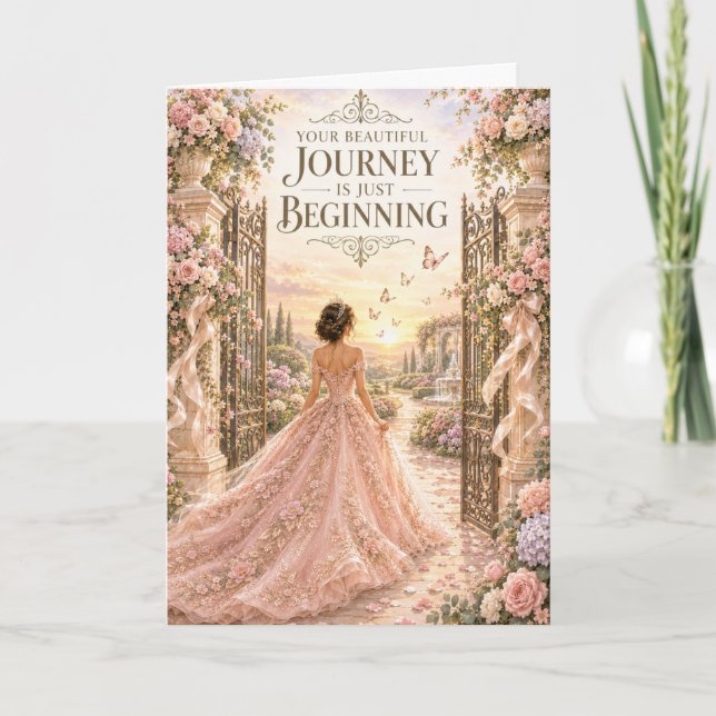 Din vackra resa Quinceañera-kort Kort (Framsida)
