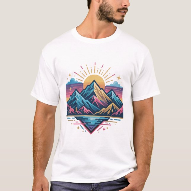 Din våg trendig modern design t shirt (Framsida)