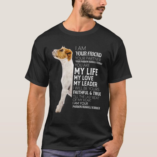 Din Vän Din Partner Din Parson Russell Terrier T Shirt (Framsida)