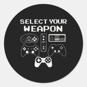 Din Vapon Roligt Video Game Shirt Controller Gift Runt Klistermärke
