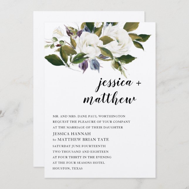 Din verkligt bröllopsinbjudan inbjudningar (Fram/baksida)