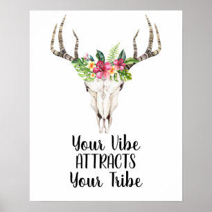 Din Vibe Attraacts Boho Skull Poster