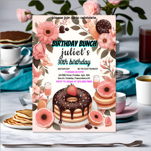 din vuxen av Donut-pannkakan rosa Brunch 30års föd Inbjudningar