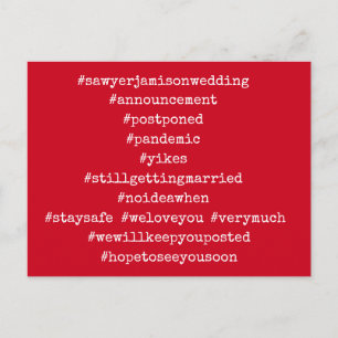 Dina 12 Hashtags sköt upp Bröllop Cherry Red Vykort
