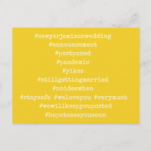 Dina 12 Hashtags sköt upp Bröllop Mustard Vykort