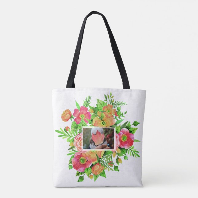 Dina 2 foton i anpassningsbar i Flower Ramar Tygkasse (Baksida)