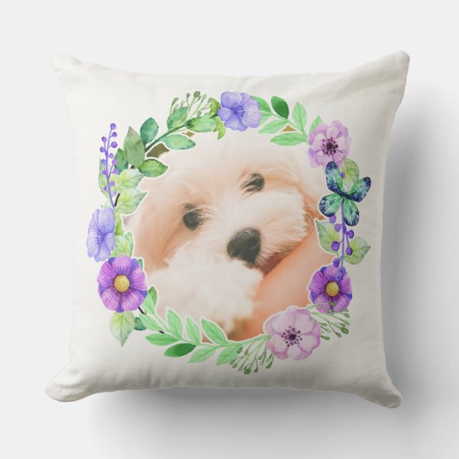 Dina 2 foton i Flower Ramar dekorativ kudde (Framsida)