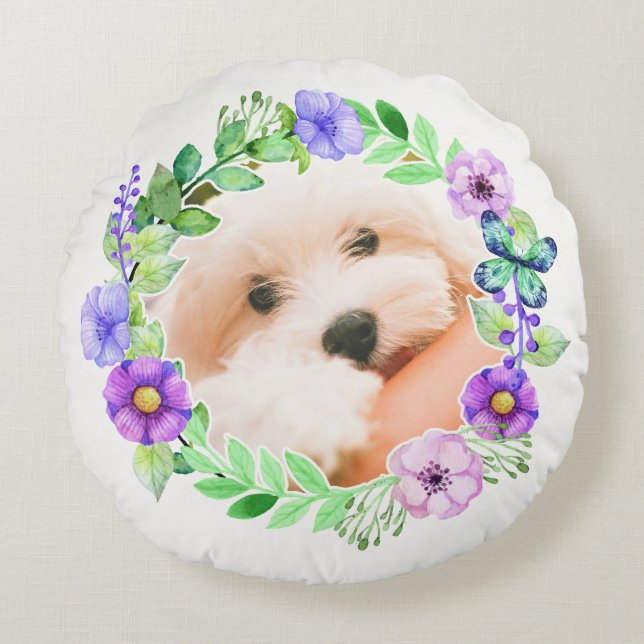 Dina 2 foton i Flower Ramar dekorativ kudde (Framsidan)