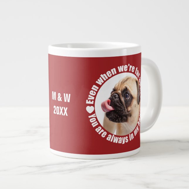 DINA 2 FOTON & MONOGRAM Kärlek på avstånd muggar Jumbo Mugg (Framsida höger)