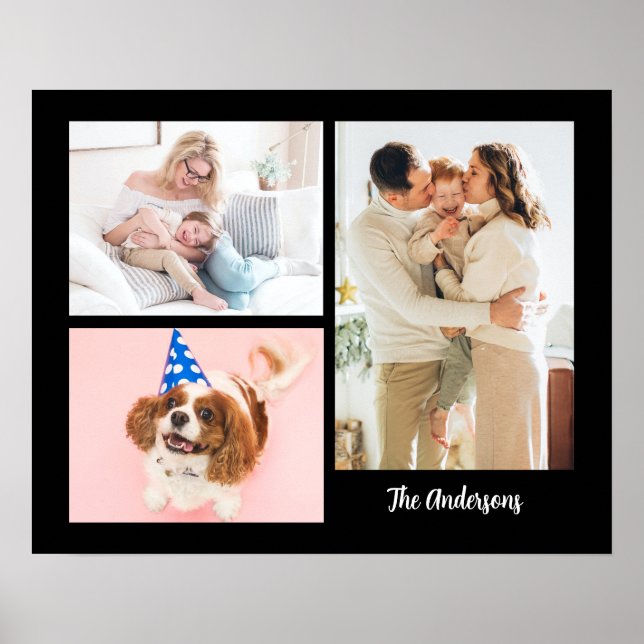 Dina 3 familjefoton & namn på svart poster (Framsidan)