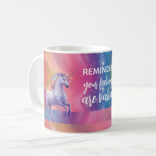 Dina egenskaper är giltiga Rainbow Unicorn Kaffemugg