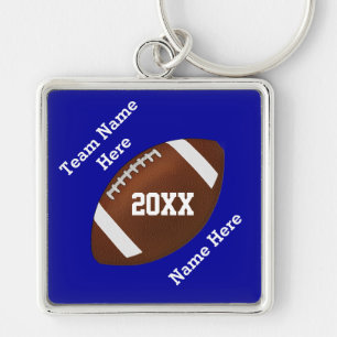Dina färger och din textfotboll Keychains Fyrkantig Silverfärgad Nyckelring