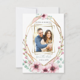 Dina Foto Rosa Anemone Blommor Eukalyptus Inbjudningar