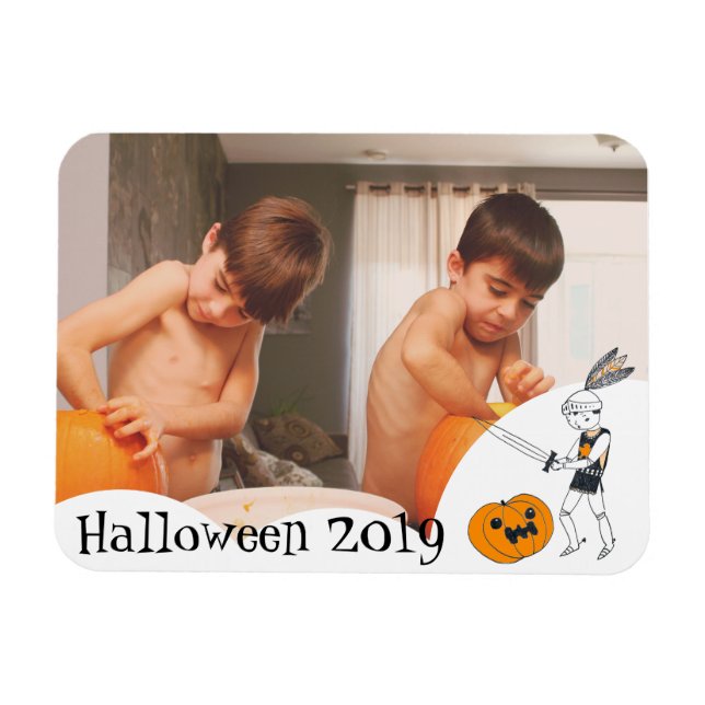 Dina fotominnen söt knight Halloween ram Magnet (Horisontell)
