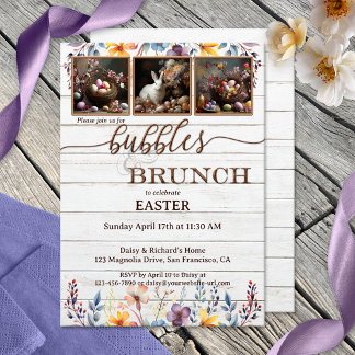 Dina foton Rustic Påsk Bubbles och Brunch Inbjudningar
