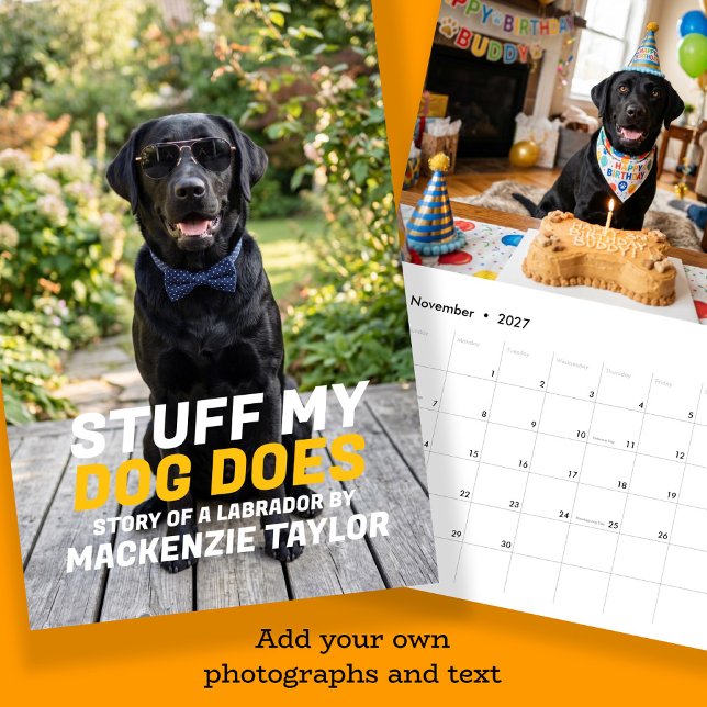 Dina hundfoton Personliga skräddarsydda Kalender (Your Dog Photos Personalized Custom Made Calendar by Ricaso. Add own photographs and text. Pet ideas)