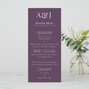 Dina initialer i plommonlila modernt och elegant meny