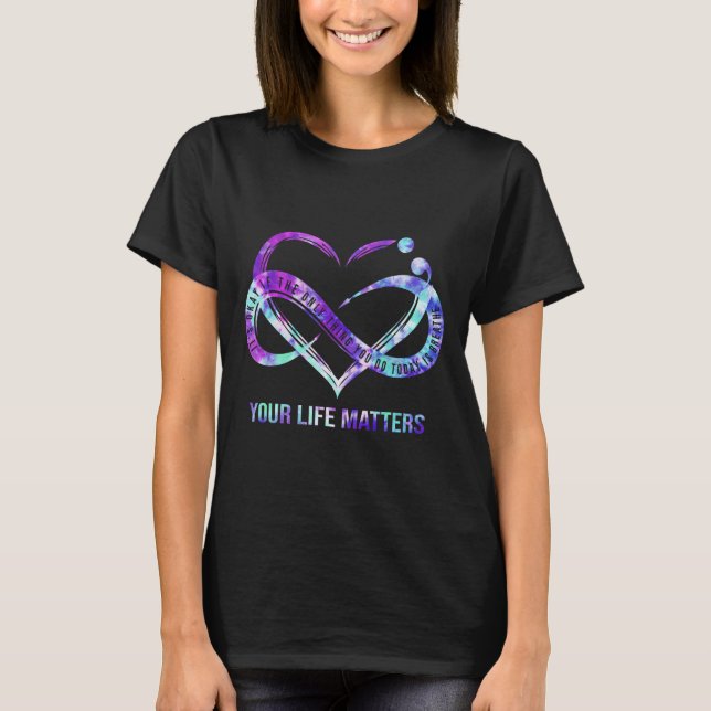 Dina livsproblem Semikolon Suicide Prevention Aw T Shirt (Framsida)