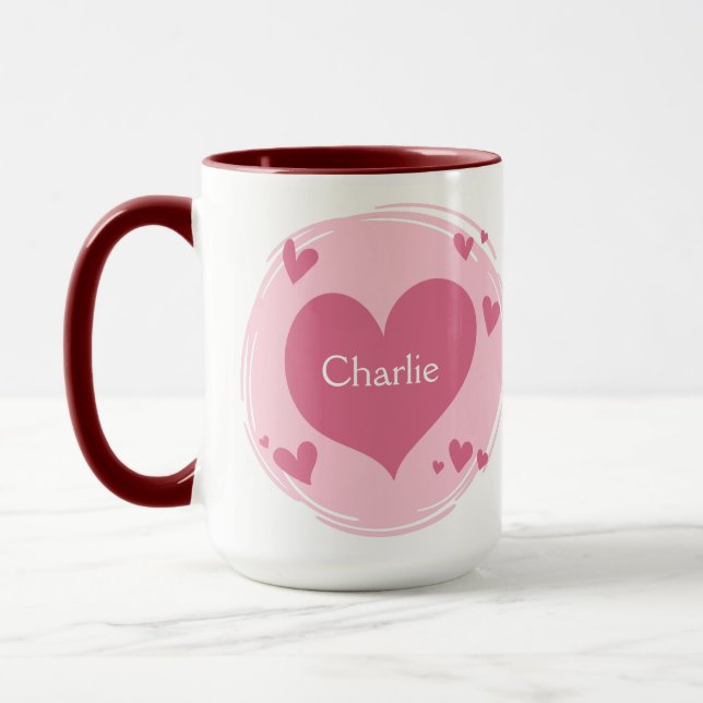 Dina namn i en hjärtamugg mugg (Vänster)