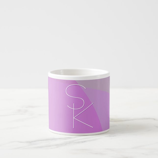 Dina överlappande initialer | Modern rosa geometri Espressomugg (Framsidan)