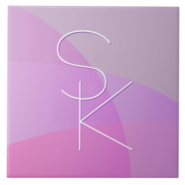 Dina överlappande initialer | Modern rosa geometri Kakelplatta (Framsidan)