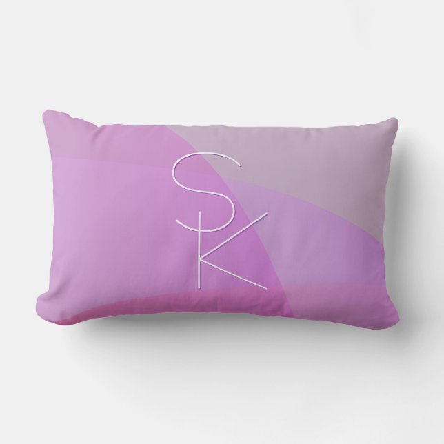 Dina överlappande initialer | Modern rosa geometri Lumbarkudde (Framsida)