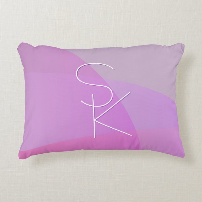 Dina överlappande initialer | Modern rosa geometri Prydnadskudde (Framsidan)