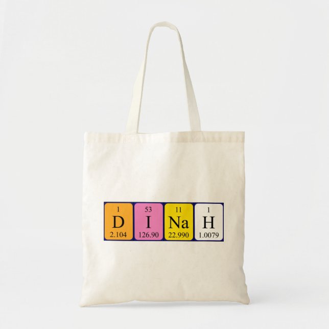 Dinah Periodisk bord namn tote bag Tygkasse (Framsidan)
