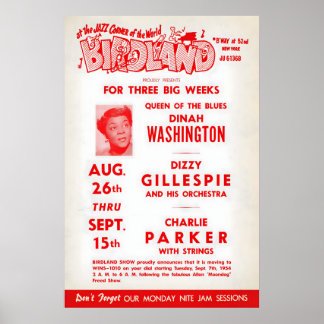 Dinah Washington - Dizzy Gillespie - Charlie Poster
