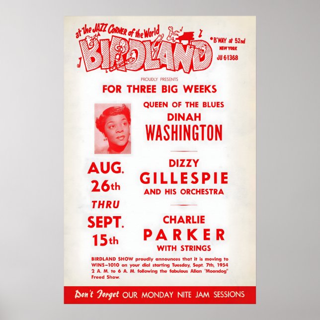 Dinah Washington - Dizzy Gillespie - Charlie Poster (Framsidan)
