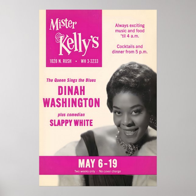 Dinah Washington jazz affisch - Mister Kelly's (Framsidan)