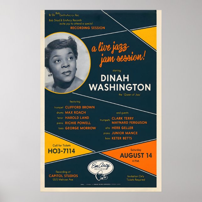 Dinah Washington jazz poster - Dinah Jams (Framsidan)