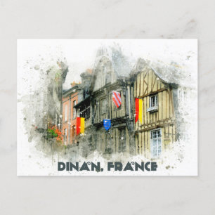 Dinan Frankrike Medieval Town Fransk Travel Vykort