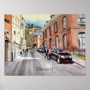 Dinant Belgien gatuscen akvarell Poster