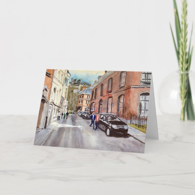 Dinant Belgium Street Scene Watercolor Kort (Framsida)