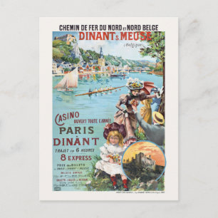 Dinant Meuse Belgique Vintage affisch 1890-talet Vykort