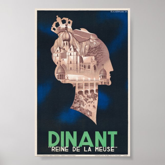 Dinant Reine de la Meuse Vintage affisch 1934 (Framsidan)