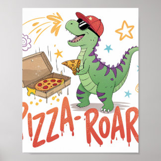 Dinaour eat pizza for food älskare poster
