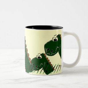 Dinasour som dricker muggen Två-Tonad mugg