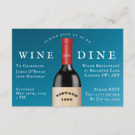 Dine and Vin Vintage Birthday Inbjudningar