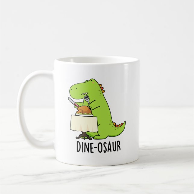 Dine-osaur Funny Dinosaur Pun Kaffemugg (Vänster)