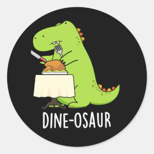 Dine-osaur Funny Dinosaur Pun Mörk BG Runt Klistermärke
