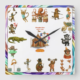 Dingaling Bros Cirkusuppträdanden Fyrkantig Klocka