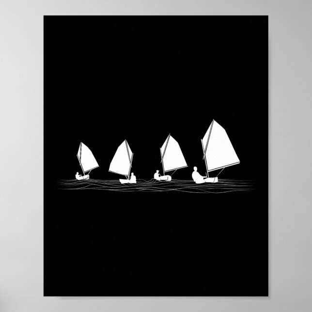 Dinghy Sail Boat Laser Optimist Racing Sailing Las Poster (Framsidan)